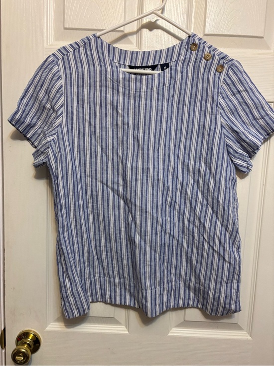 Lands' End Tops - Women’s Land’s End Blue Striped Linen Top - Medium